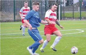  ??  ?? Before the Christmas break, Morgan FP (red) were 3-2 winners over NCR in the George Buckman Premier Division on their Craigie 3G pitch.