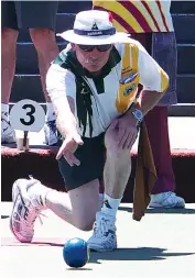  ??  ?? Matt Draisma bowls during Warragul division two’s overall 103/85 win against Traralgon on Saturday.