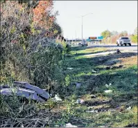  ??  ?? CRASH: Wreckage from Sunday’s accident litters the shoulder off the West Shore Expressway near Arden Avenue.