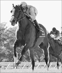  ?? BILL DENVER/EQUI-PHOTO ?? Grand Jete, shown winning the Grade 3 Eatontown Stakes at Monmouth in June, has blossomed in the U.S. with Lasix.