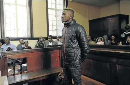  ?? /VELI NHLAPO ?? Sandile Mantsoe has been found guilty of killing his lover Karabo Mokoena in his apartment, before carrying her body to a secluded spot where he set it alight.