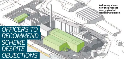  ??  ?? A drawing shows how the proposed energy plant at Howdon would look