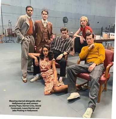  ??  ?? Weaving starred alongside other Hollywood up-and-comers Jeremy Pope, Darren Criss, David Corenswet, Laura Harrier and Jake Picking in Hollywood.