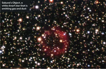  ??  ?? Sakurai’s Object, a white dwarf star that is emitting gas and dust