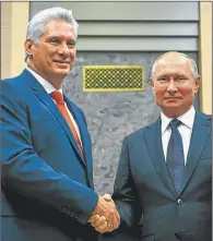  ??  ?? ALIADOS. El presidente cubano, Díaz-Canel, en sendos encuentros con Vladimir Putin y Xi Jinping.