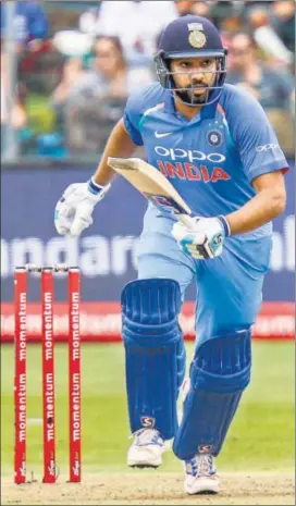  ?? AP ?? Rohit Sharma ended his miserable run on the tour of South Africa with a welltimed century to leave India poised for a big total in the fifth ODI at St George’s Park on Tuesday.