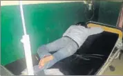  ?? HT PHOTO ?? A male nurse, who was found sleeping during night duty hours at the RBM hospital in Bharatpur.