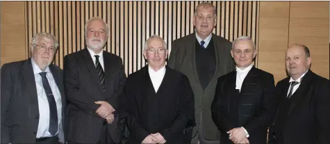  ??  ?? Judges Joseph Mangan. David Riordan, Gerard Haughton, Michael Pattwell, Colin Daly and Flannan Brennan.