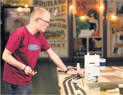  ??  ?? Student Paul Lawrence was a competitor on Channel 5’s The Great Model Railway Challenge