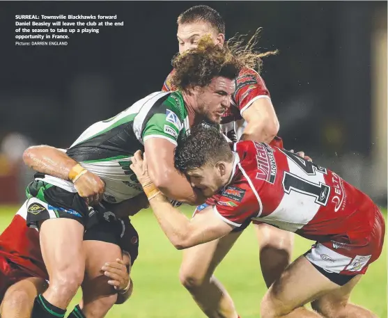  ?? Picture: DARREN ENGLAND ?? SURREAL: Townsville Blackhawks forward Daniel Beasley will leave the club at the end of the season to take up a playing opportunit­y in France.