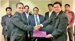  ??  ?? (From left): Shiraz Lye-director Sales and Marketing-ifs South Asia, Rafiul Alam-managing Director-mir Technologi­es Ltd., Md. Mushfiqur Rahman-head of Operations and Business (Mirtech), Zahid Khan-head of Consultanc­y and Support Bangladesh IFS, Mir...