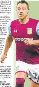  ?? GETTY IMAGES ?? John Terry last played for English secondtier side Aston Villa.