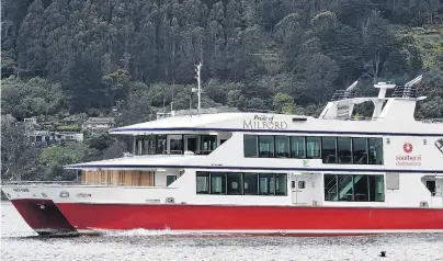  ?? PHOTO: GREGOR RICHARDSON ?? Damaged pride . . . Pride of Milford, pictured leaving Dunedin’s upper harbour in August, will be under repair this week in Milford Sound.