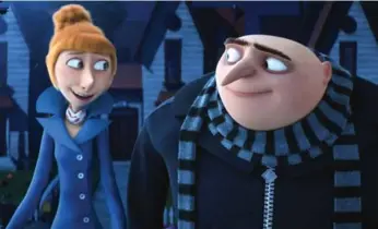  ?? UNIVERSAL PICTURES ?? Kristen Wiig and Steve Carell voice Lucy and Gru, a crimebusti­ng couple, in the latest Despicable Me tale.