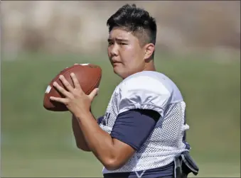  ?? Katharine Lotze/The Signal ?? Trinity football’s Phineas Yi scored on a run in last week’s game against St. Bernard.