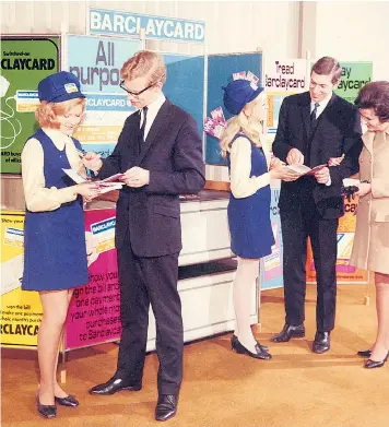  ??  ?? June 1966, when Barclaycar­d took Britain by storm, was a time of optimism and enjoyment, a fact reflected in the card’s promotion. Today’s financial firms are so hemmed in by rules that their adverts are forced to be dull and unintellig­ible.