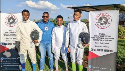  ?? ?? Namibia mission: The three young fencers with Thobega (2nd from left)