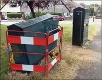  ??  ?? n CUT OFF: The box, which a car crashed into, in South Ruislip