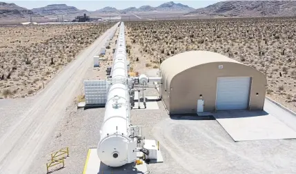  ?? PHOTOS BY REUTERS ?? A test hyperloop tube is seen at the Virgin Hyperloop facility near Las Vegas, Nevada on May 5, 2021.