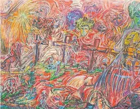  ??  ?? Fragmento.
De la pintura “La paz (Malvinas)”, de 1982.