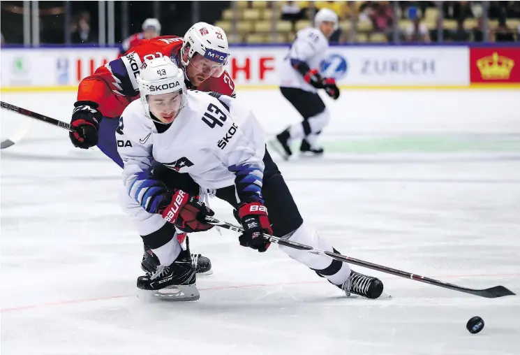  ?? — GETTY IMAGES ?? Florida-born prospect Quinn Hughes “manipulate­s the other team and sets them up … he’s thinking two plays ahead,” says ex-Canucks winger Jeff Tambellini.