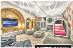  ?? ?? NO KIDDING: Pia Fouilloux (right) has seen neighbors let sick kids into their Brooklyn Heights building’s playroom. Such “children’s amenities” are popular at ritzy pads like The Harper (top, left) on the UES.