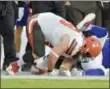  ?? DAVID RICHARD - THE ASSOCIATED PRESS ?? Cleveland Browns defensive tackle Jamie Meder tackles Buffalo Bills quarterbac­k AJ McCarron during the first half of an NFL preseason game Friday.