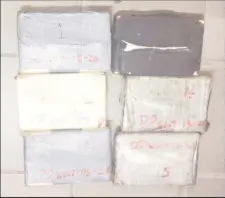  ??  ?? Some of the cocaine that the police unearthed during the search