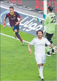  ?? FOTO: P. PUNTÍ ?? Neymar celebra su primer gol al Madrid, en 2013