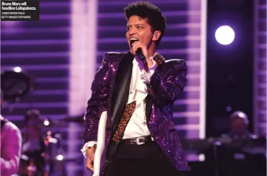  ?? CHRISTOPHE­R POLK/ GETTY IMAGES FOR NARAS ?? Bruno Mars will headline Lollapaloo­za.