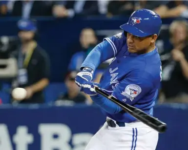  ?? CARLOS OSORIO/TORONTO STAR ?? Ezequiel Carrera, described by teammate Troy Tulowitzki as “a prime-time player,” knocked in the winning run Tuesday.