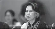  ??  ?? De 71-jarige Aung San Suu Kyi is sinds april 2016 regeringsl­eider van Myanmar.