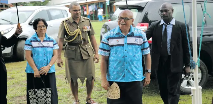  ??  ?? President Major General (Ret’d) Jioji Konrote with First Lady Sarote Konrote at the Games Village in Port Vila, Vanuatu on December 2, 2017.
Photo: Peni Komaisavai