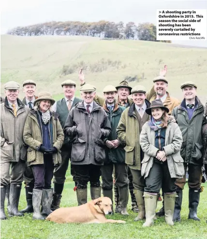  ?? Chris Ratcliffe ?? A shooting party in Oxfordshir­e in 2015. This season the social side of shooting has been severely curtailed by coronaviru­s restrictio­ns