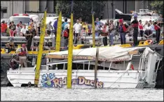  ?? MATT ROURKE / AP ?? With an ability to travel by both land and sea, duck boats have long been tourist attraction­s for sightseers around the U.S. A spate of deadly accidents has prompted some to call for a total ban on the vehicles.