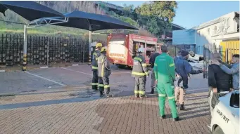  ?? City of Joburg EMS ?? FOUR young men from Limpopo, believed to be students, died in the early hours of Sunday morning after the BMW they were travelling in veered off the road and crashed into the roof of a car dealership in Joburg. |