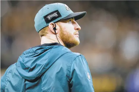  ?? JONATHAN BACHMAN/GETTY IMAGES ?? Eagles quarterbac­k Carson Wentz wants to get healthy ... and stay healthy. After being injured for the second straight season, he knows some are questionin­g his durability. ‘My goals is to put those doubts to rest,' he said.