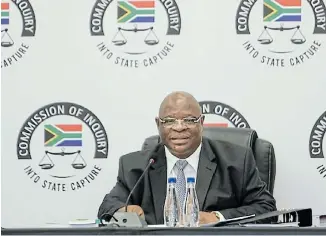  ?? Picture:ALON SKUY ?? NEW DEVELOPMEN­T: Deputy chief justice Raymond Zondo at the commission of inquiry into state capture