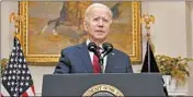  ?? PABLO MARTINEZ MONSIVAIS/AP ?? “We have no time to waste,” President Joe Biden said after the House approved the $1.9 trillion coronaviru­s relief bill early Saturday. The legislatio­n passed on a 219-212 vote.