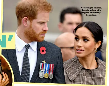  ?? ?? According to sources, Zara is fed up with Meghan and Harry’s behaviour.