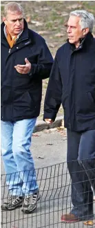  ??  ?? Long goodbye: Andrew with Epstein in New York in 2010