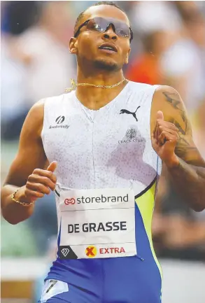  ?? ANNIKA BYRDE / NTB / AFP VIA GETTY IMAGES ?? Sprinter Andre De Grasse is among Canada's best medal hopes on the track.