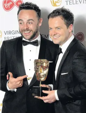  ?? Matt Crossick ?? > Ant, left, and Dec at this year’s Bafta Television Awards