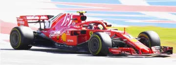  ??  ?? Kimi Raikkonen driving the (7) Scuderia Ferrari SF71H on track during the United States Formula One Grand Prix at Circuit of The Americas in Austin, United States. — AFP photo