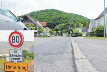  ?? SZ-FOTO: SELI/JON ?? Der Startschus­s zur Sanierung der Ortsdurchf­ahrt in Schmiechen verschiebt sich in den September. Ein Teil der Umleitung wurde bereits eingericht­et.