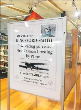  ?? LVN140918s­tamps2 ?? Stamp collectors from Levin decided to put together an exhibition about Sir Charles Kingsford Smith’s first Trans Tasman flight 90 years ago.