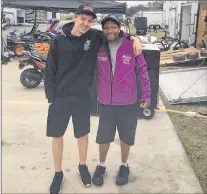  ?? SUBMITTED/MICHAEL NEARY RACING ?? Michael Neary (left) poses Stephen Wood during the INEX Winter Nationals in Inverness, Fla., last month. Wood, who was the crew chief for Neary in Iverness, is with Chris Wood Racing (CWR), a driver developmen­t program from Charlotte, N.C. CWR rented...