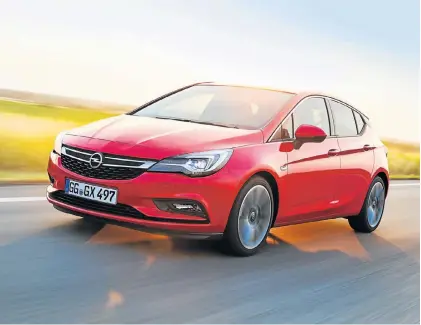  ??  ?? FRONT RUNNER:The new Opel Astra has been winning over experts and the public alike. It has won the ‘Golden Steering Wheel’ award, ‘Most Sensible Car’ and ultimately Europen ‘Car of the Year 2016’ – and is a semifinali­st in the Car of The Year...