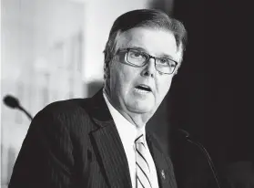  ?? Yi-Chin Lee / Staff photograph­er ?? Lt. Gov. Dan Patrick says the Texas Senate’s old 21-vote rule led to numerous special sessions during Gov. Rick Perry’s tenure.