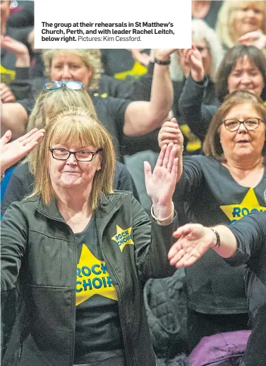  ?? Pictures: Kim Cessford. ?? The group at their rehearsals in St Matthew’s Church, Perth, and with leader Rachel Leitch, below right.